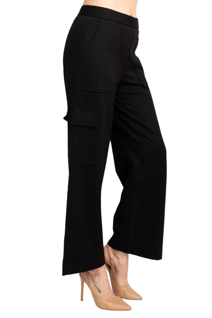 Adrianna Papell Mid Banded Waist Cargo Pull on Solid Ponte Pant by Curated Brands