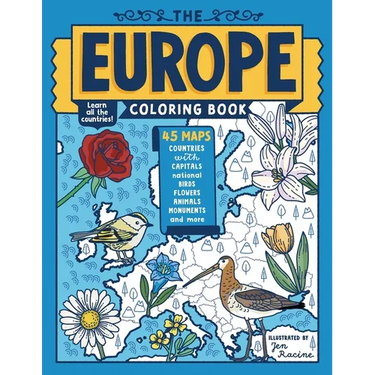 The Europe Coloring Book: 45 Maps with Capitals and National Symbols