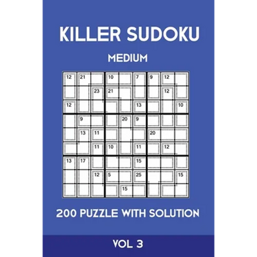 Killer Sudoku Medium 200 Puzzle WIth Solution Vol 3: Advanced Puzzle Sumdoku Book,9x9, 2 puzzles per page
