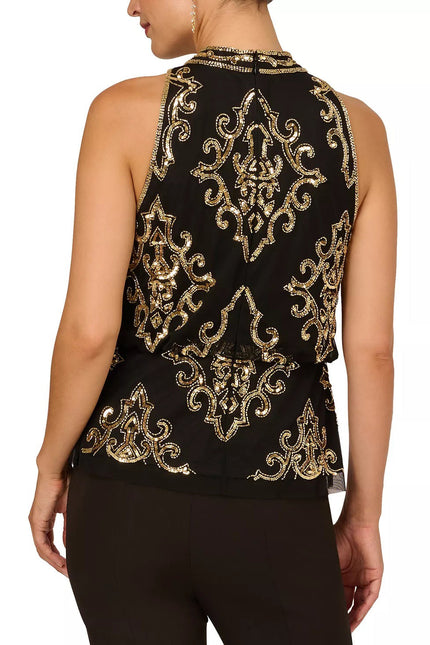 Adrianna Papell Sequin Halter-Neck Blouse by Curated Brands