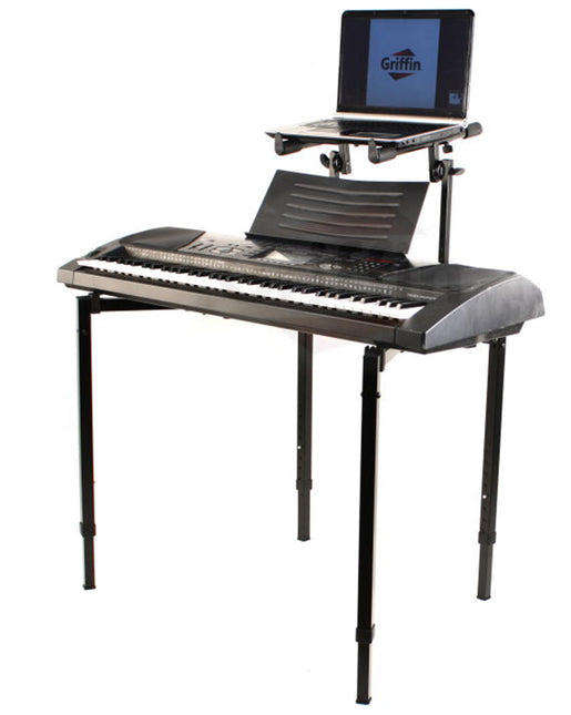 Double Piano Keyboard & Laptop Stand by GRIFFIN - 2 Tier/Dual Portable Studio Mixer Rack for Turntables, DJ Coffins, Speakers, Digital Music Gear by GeekStands.com