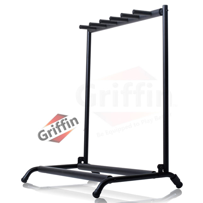 Five Guitar Rack Stand by GRIFFIN - Holder for 5 Guitars & Folds Up For Transport Neoprene Padding by GeekStands.com
