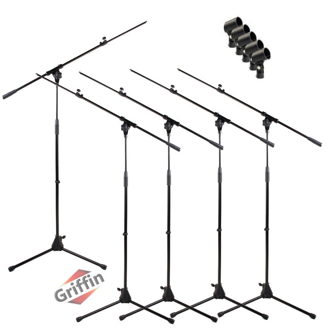 Microphone Boom Stand with Telescopic Arm (Pack of 5) by GRIFFIN - Adjustable Holder Mount by GeekStands.com