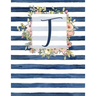 T: Letter T Monogram Initial Notebook - 8.5" x 11" - 100 pages, Dot Bullet Grid Pages- Watercolor Floral Notebook