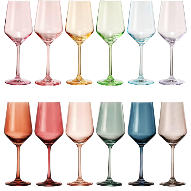 Make Your Own Set Wine Glass SINGLE, Colorful Magenta Colored Large 12 oz Glass, Unique Italian Style Tall for White & Red Wine, Gifts for Mothers Day Gift, Set of 1 Beautiful Glassware (Magenta) by The Wine Savant