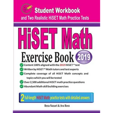 HiSET Math Exercise Book: Student Workbook and Two Realistic HiSET Math Tests