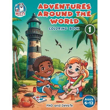 ADVENTURES AROUND THE WORLD Coloring book: For kids, to learn about countries, flags and traditional costumes