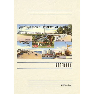 Vintage Lined Notebook Greetings from Jacksonville, Florida