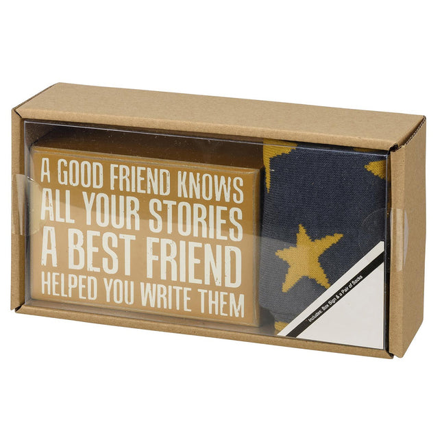 Best Friend Box Sign And Socks Giftable Set by The Bullish Store