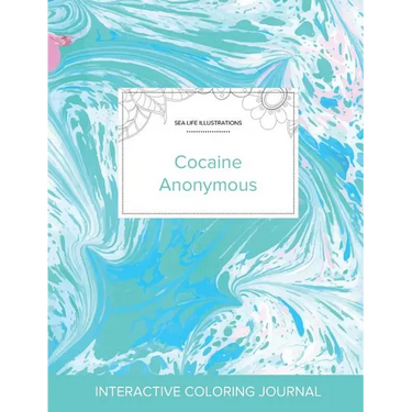 Adult Coloring Journal: Cocaine Anonymous (Sea Life Illustrations, Turquoise Marble)