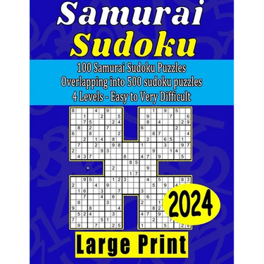 Samurai Sudoku Books For Adults: 500 Large Print Sudoku Puzzles With Answers. 4 Levels Easy To Medium To Hard To Very Difficult.