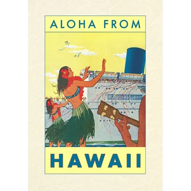 Vintage Lined Notebook Aloha from Hawaii, Hawaiian Girls Greeting Cruise Ship