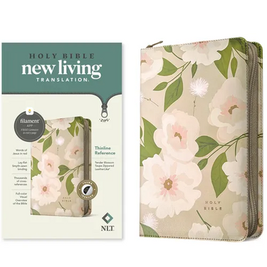 NLT Thinline Reference Zipper Bible, Filament Enabled (Leatherlike, Tender Blossom Taupe, Indexed, Red Letter)