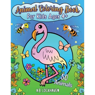Animal Coloring Book for Kids Ages 4+: 50 Animals