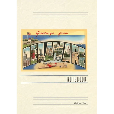 Vintage Lined Notebook Greetings from Delaware
