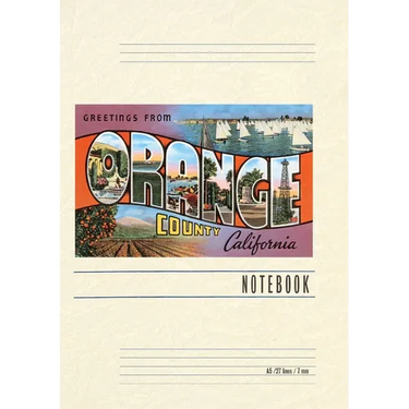 Vintage Lined Notebook Greetings from Orange County, California