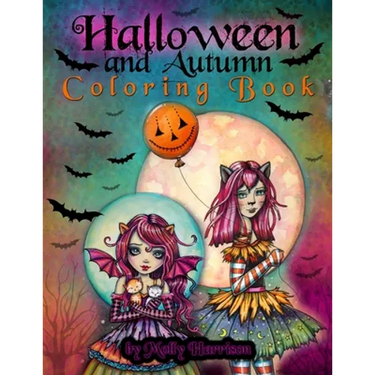 Halloween and Autumn Coloring Book by Molly Harrison: A Halloween coloring book featuring 25 pages of line art to color! Witches, Vampires, and More!