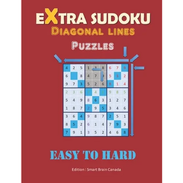 Extra SUDOKU - LARGE PRINT - Diagonal lines: 2 Puzzles Per Page