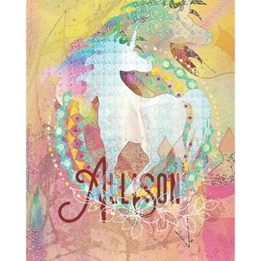 Allison: Colorful Rainbow Unicorn - 100 Pages 8"X10" Girl's Composition Wide Ruled Notebook