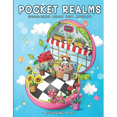 Pocket Realms: A Coloring Book for Adults Featuring Mini Worlds with Cute Characters and Tiny Items for Stress Relief and Relaxation