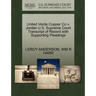 United Verde Copper Co V. Jordan U.S. Supreme Court Transcript of Record with Supporting Pleadings