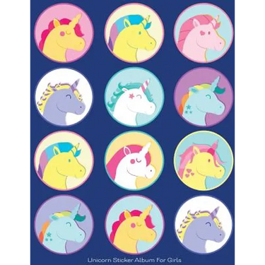 Unicorn Sticker Album For Girls: 100 Plus Pages For PERMANENT Sticker Collection, Activity Book For Girls, Blue - 8.5 by 11