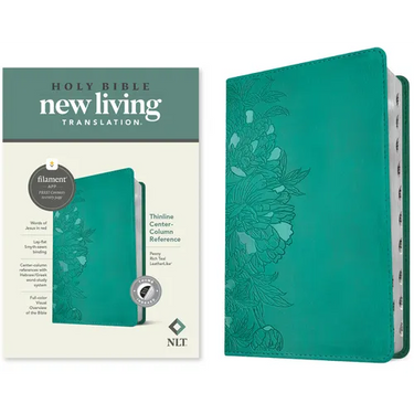 NLT Thinline Center-Column Reference Bible, Filament Enabled (Leatherlike, Peony Rich Teal, Indexed, Red Letter)