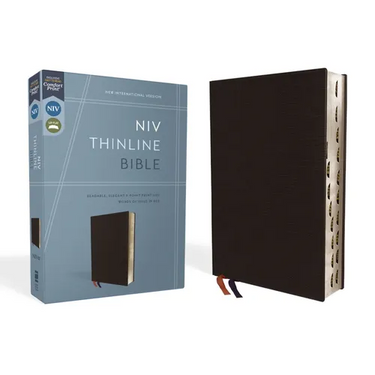 NIV, Thinline Bible, Bonded Leather, Black, Indexed, Red Letter Edition