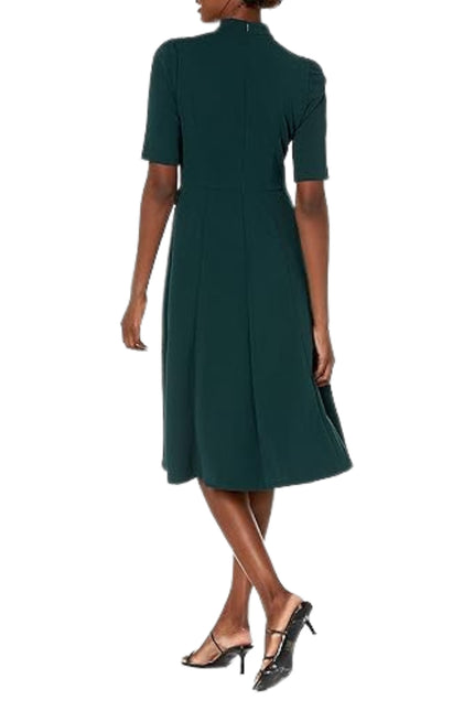 Donna Morgan Mock Neck Crepe Fit and Flare Dress by Curated Brands