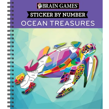Brain Games - Sticker by Number: Ocean Treasures (13 Images to Sticker)