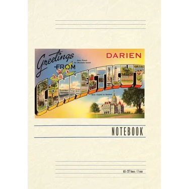 Vintage Lined Notebook Greetings from Darien