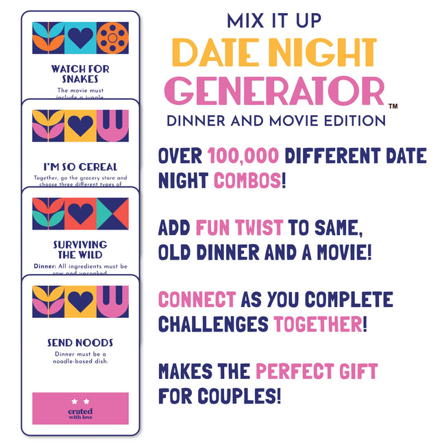 Mix It Up Date Night Generator: Dinner and a Movie Edition by Crated with Love
