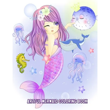 Artful Mermaid Coloring Book: Cute Mermaids Designs and Patterns, Fun Early Learning for Kids Ages 4-8
