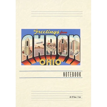 Vintage Lined Notebook Greetings from Akron