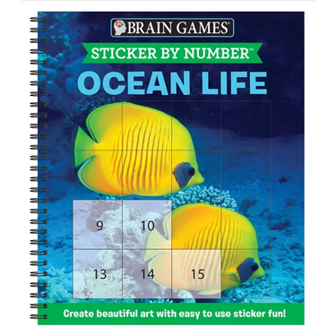 Brain Games - Sticker by Number: Ocean Life (Easy - Square Stickers): Create Beautiful Art with Easy to Use Sticker Fun!