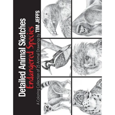 Detailed Animal Sketches Endangered Species: A Coloring Collection of 25 animal drawings