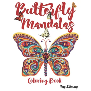 Butterfly Mandalas: Butterflies mandala Coloring Book For Adults - A4 Format - 50 Beautiful Butterfly Designs For Stress Relief.