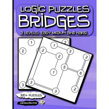 Logic Puzzles Bridges: 3 Levels: Easy, Medium and Hard.