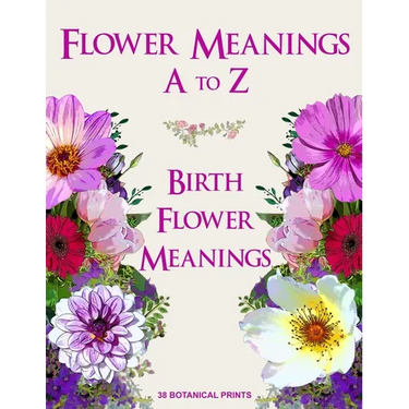 Flower Meanings A to Z: 38 Botanical Prints Including Birth Flower Meanings By Month