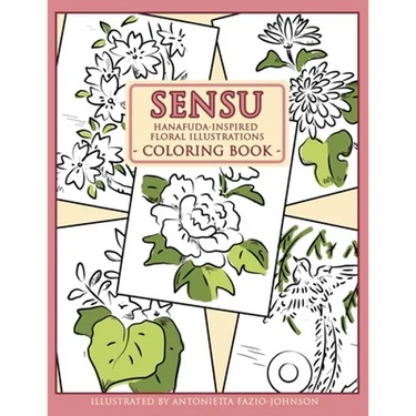 Sensu: Hanafuda-Inspired Floral Illustrations Coloring Book