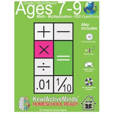 Grade 3 Worksheets - Math Multiplication, HomeSchool Ready +3500 Questions: Includes Timing & Scoring, Answer Keys, Knowledgebase Support
