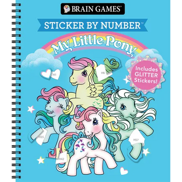 Brain Games - Sticker by Number: My Little Pony - For All Ages Includes Glitter Stickers Perforated, Spiral Bound Nostalgic Activity Book Gift