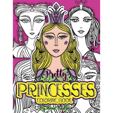 Pretty Princesses Coloring Book: 24 Unique and detailed illustrations of girl faces for you to color. Relax and enjoy coloring!