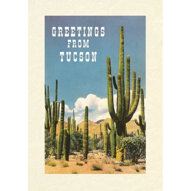 Vintage Lined Notebook Greetings from Tucson, Saguaros