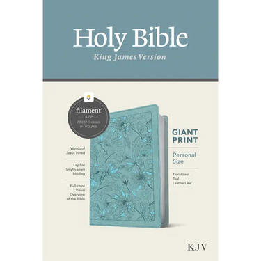 KJV Personal Size Giant Print Bible, Filament Enabled (Leatherlike, Floral Leaf Teal, Red Letter)