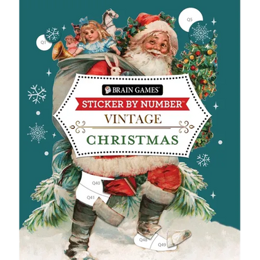Brain Games - Sticker by Number - Vintage: Christmas (28 Images to Sticker)