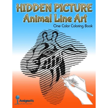 Hidden Picture Animal Line Art: One Color Coloring Book