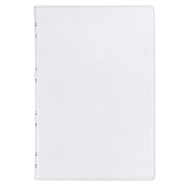 KJV Holy Bible, Giant Print Full-Size Premium Full Grain Leather Red Letter Edition - Thumb Index & Ribbon Marker, King James Version, White