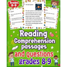 Reading Comprehension Passages and Questions Grades 8-9: Enhance Learning with Comprehensive Reading Comprehension Passages and Questions - Grades 8-9