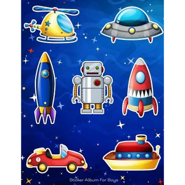 Sticker Album For Boys: 100 Plus Pages For PERMANENT Sticker Collection, Activity Book For Boys, Blue - 8.5 by 11